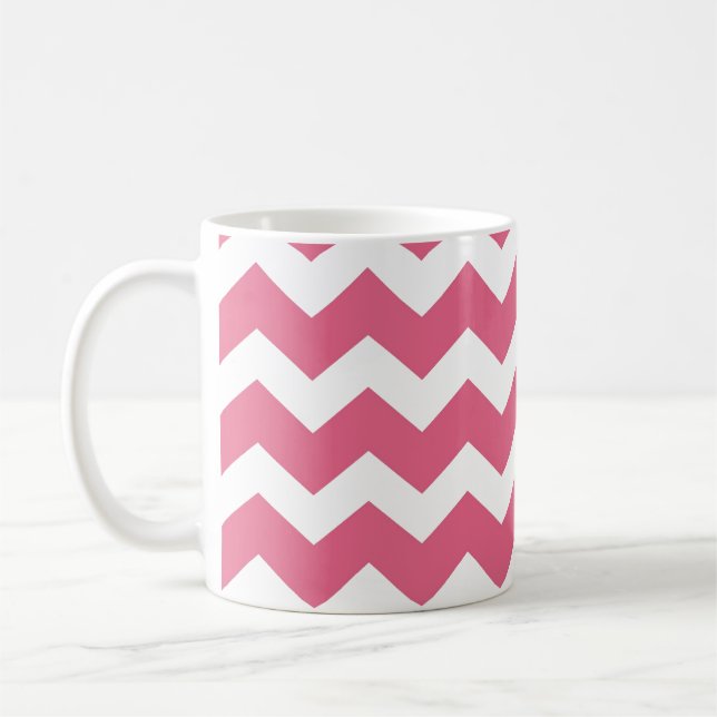 Taza De Café Patrón de zigzag chevron rosa tendencia moderna (Izquierda)
