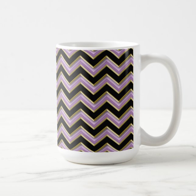 Taza De Café Patrón de zigzag negro de oro antimetista (Derecha)