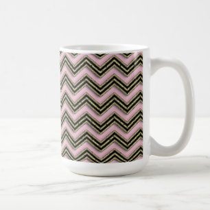 Taza De Café Patrón de zigzag negro y rosa