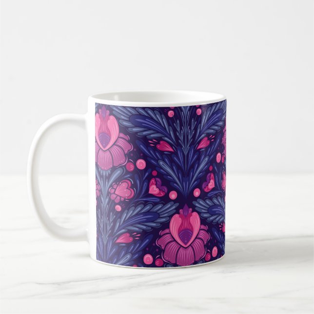 Taza De Café Patrón decorativo con corazones (Izquierda)