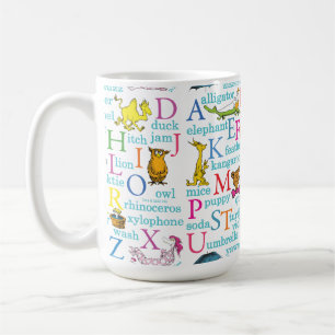 Taza De Café Patrón del alfabeto de Dr. Seuss con palabras