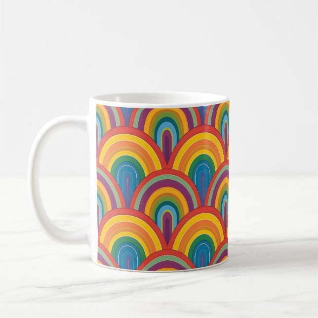 Taza De Café Patrón del arcoiris abstracto (Izquierda)