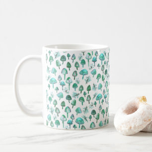 Taza De Café Patrón del bosque acuático de los hongos mágico