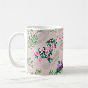 Taza De Café Patrón delgado con flores de rododendros y fea