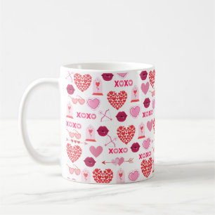 Taza De Café Patrón Día de San Valentín 2023 Fondo con corazón