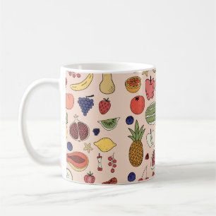 Taza De Café Patrón dibujado a mano de fruta