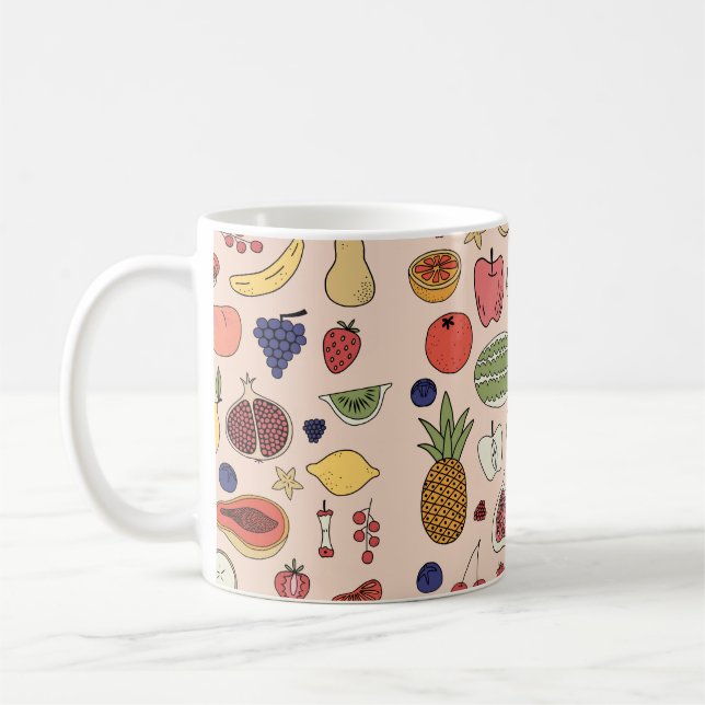 Taza De Café Patrón dibujado a mano de fruta (Izquierda)