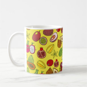 Taza De Café Patrón dibujado a mano sin foco con exótico tropic