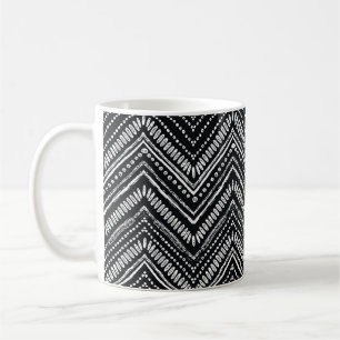 Taza De Café Patrón dibujado a mano. Zigzag y rayas tribales
