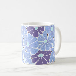 Taza De Café Patrón digital de margarita estilizado - azul