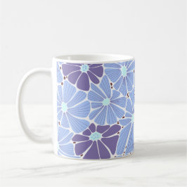 Taza De Café Patrón digital de margarita estilizado - azul