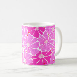 Taza De Café Patrón digital de margarita estilizado - rosa