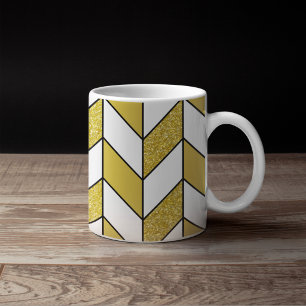 Taza De Café Patrón elegante de cheurón Herringbone Purpurina G