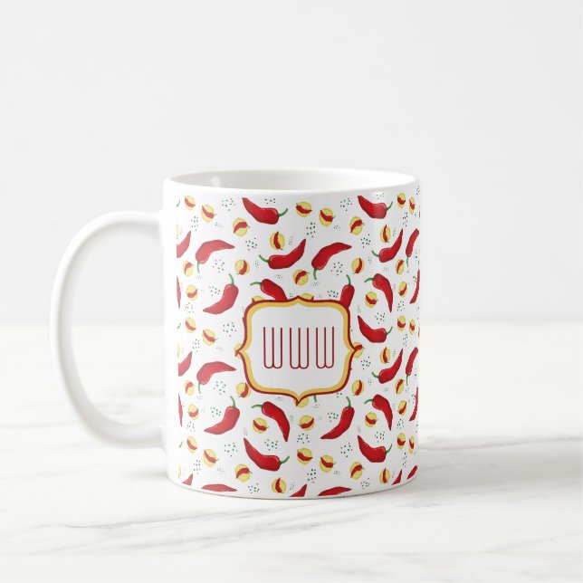 Taza De Café Patrón elegante de Chile rojo (Izquierda)
