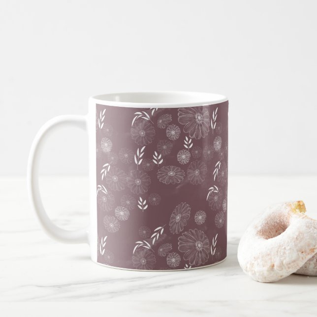 Taza De Café Patrón elegante de dibujos animados blancos (Con donut)