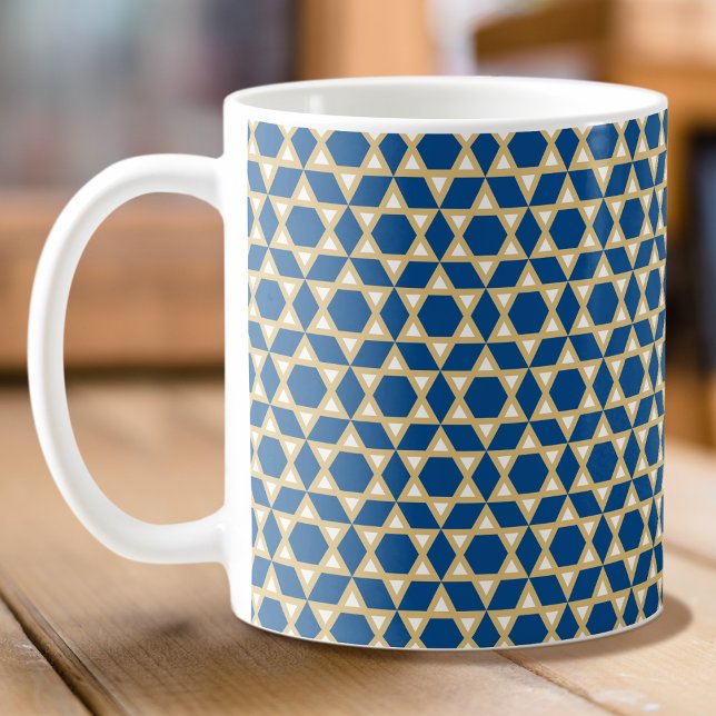 Taza De Café Patrón elegante de estrella azul blanco y dorado (Subido por el creador)