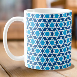 Taza De Café Patrón elegante de estrellas azul y blanco