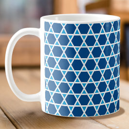 Taza De Café Patrón elegante de estrellas azul y blanco