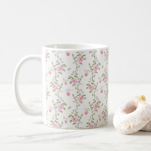Taza De Café Patrón elegante de flores de rosas rosas rosas
