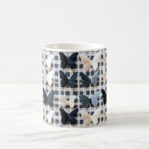 Taza De Café Patrón elegante de rejilla de mariposa