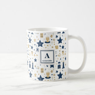 Taza De Café Patrón elegante personalizado de estrellas azules 