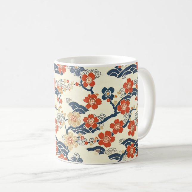 Taza De Café Patrón elegante sin foco de flores de cerezo (14) (Anverso derecho)
