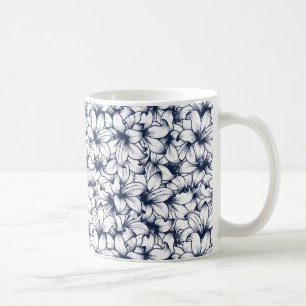 Taza De Café Patrón esbozado de tinta de flor de Lily