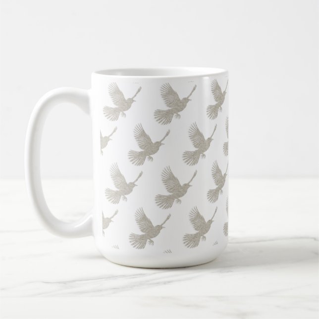 Taza De Café Patrón Escandinavo de Bird Tan Linen (Izquierda)