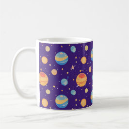 Taza De Café Patrón espacial colorido con planetas, estrellas