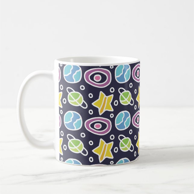 Taza De Café Patrón Espacial Colorido Lindo (Izquierda)
