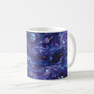 Taza De Café Patrón espacial con estrellas y planetas