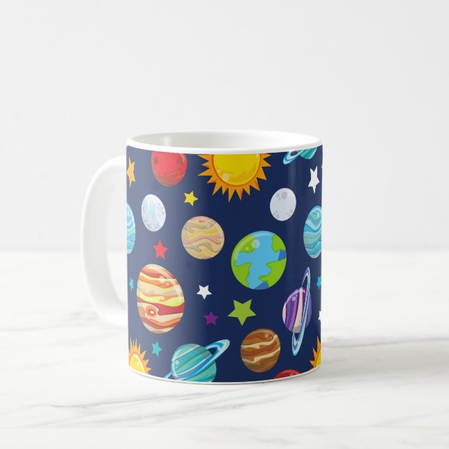 Taza De Café Patrón espacial, planetas, estrellas, cosmos, gala (Anverso izquierdo)