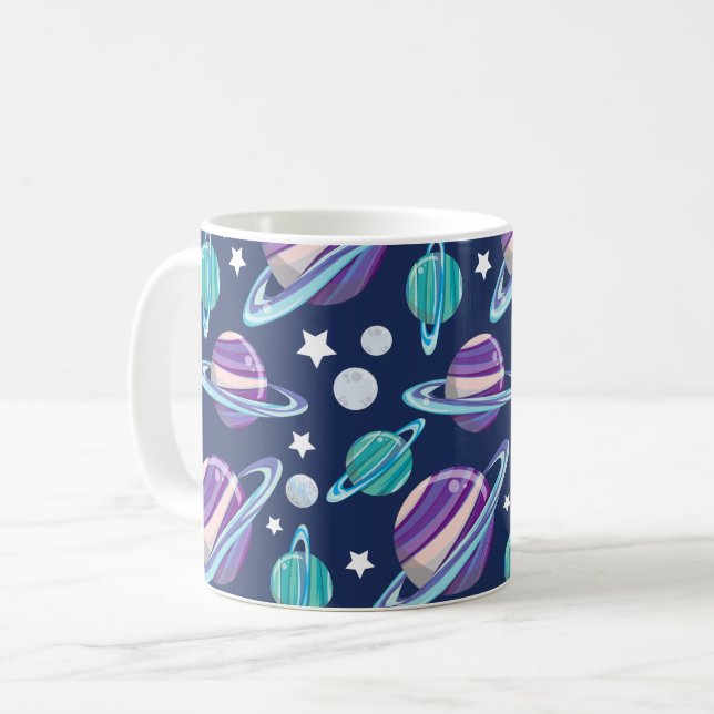 Taza De Café Patrón espacial, planetas, estrellas, galaxia, cos (Anverso izquierdo)