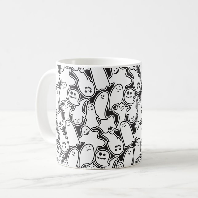 Taza De Café Patrón espeluznante de fantasmas de Halloween (Anverso izquierdo)