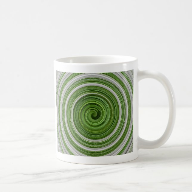 Taza De Café Patrón espiral verde y blanco (Derecha)