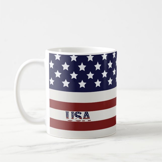 Taza De Café Patrón estadounidense de bandera de Estados Unidos (Izquierda)