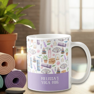 Taza De Café Patrón Estético de Acuarela Moderna Boho Zen Yoga