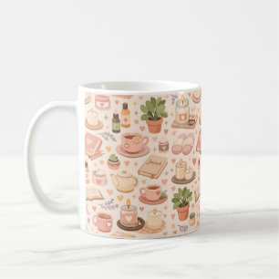 Taza De Café Patrón Estético de Autocuidado