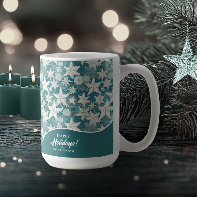 Taza De Café Patrón estilizado de Starfish & Sand Dollars#25 ID (Subido por el creador)