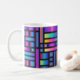 Taza De Café Patrón Estilo Moderno - Moda Tartán Geométrico