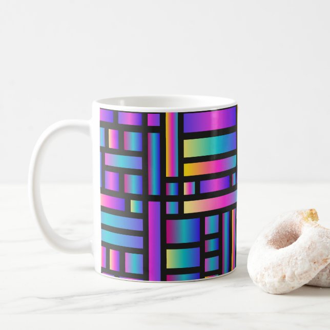 Taza De Café Patrón Estilo Moderno - Moda Tartán Geométrico (Con donut)