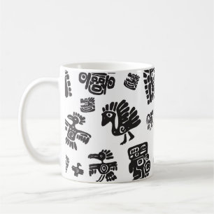 Taza De Café Patrón étnico blanco-negro maya