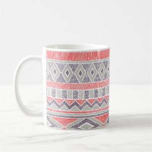 Taza De Café Patrón étnico sin foco. Tribal y azteca