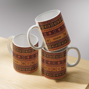Taza De Café Patrón Étnico Tribal Boho de Terracota Tradicional