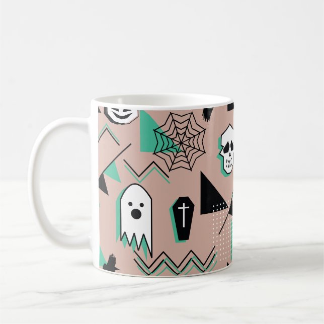 Taza De Café Patrón fantasma,tema de halloween patrón sin fisur (Izquierda)