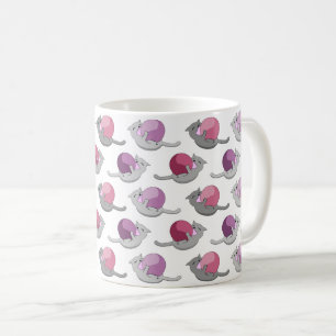 Taza De Café Patrón Feliz de Gatos Adorables Jugando con Bolas