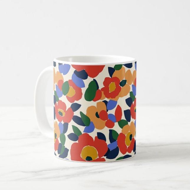 Taza De Café Patrón floral abstracto de negrita (Anverso izquierdo)