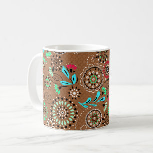 Taza De Café Patrón floral abstracto étnico retro marrón