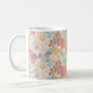 Taza De Café Patrón floral abstrato de mano dibujado en pastel