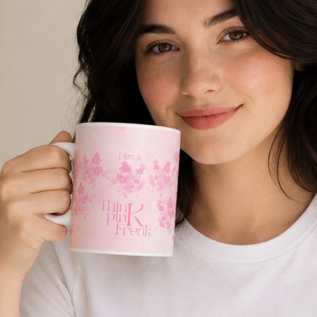 Taza De Café Patrón floral acuarela rosa Boho Think (Subido por el creador)